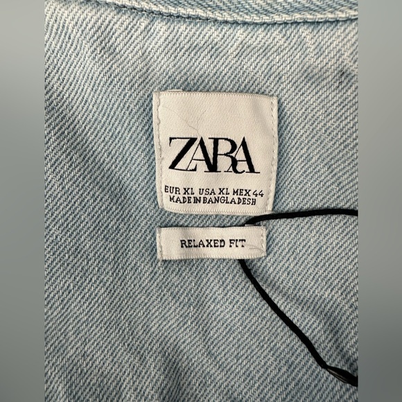 Zara Relaxed Fit Denim Distressed Ripped Jean Jacket Size XL - Picture 10 of 11